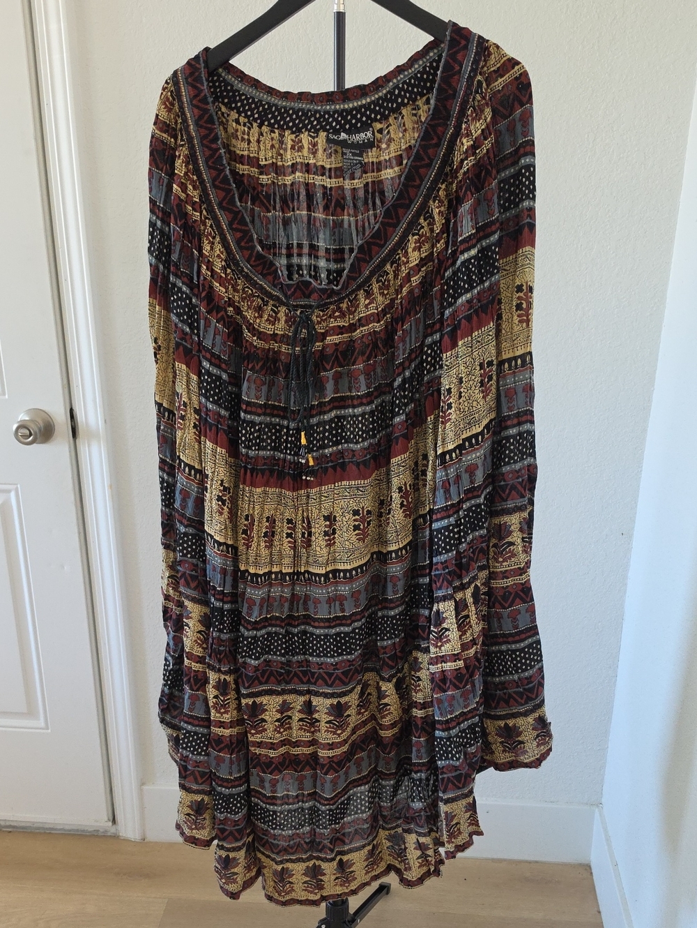 Sag Harbor Boho Tunic in Black, Gold & Rust